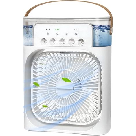 Climatiseur portable, ventilateur brumisateur, rafraîchisseur d'air par évaporation, 3 vitesses de ventilation, blanc. (1/5)