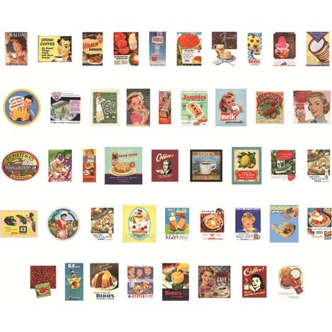 Autocollants pour boîte PET Sugar Poetry, série Memory Tin, autocollants décoratifs rétro pour journal, 45 pièces. Piège à aliments (1/5)