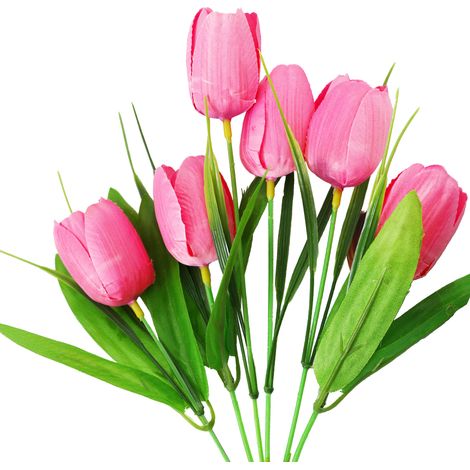 Bouquet de fleurs artificielles avec tige, 6 têtes vives, fausses fleurs en soie, Arrangement pour mariage, décoration de cuisine, maison, rose (1/5)