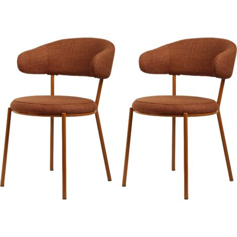 Sedie Rebecca Mobili Frenj 80,5x47,5x57,5 Tessuto Poliestere Acciaio Arancione Moderno SET 2 pezzi
