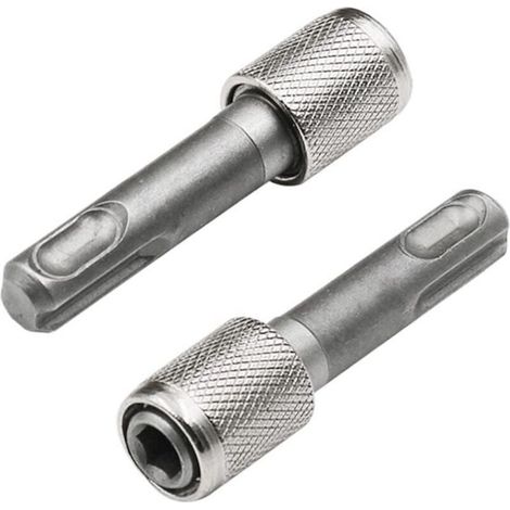 Adaptateur SDS-Plus vers queue hexagonale 6,35 mm (1/4″) – Lot de 2 pièces pour perceuses à percussion et marteaux-piqueurs – Adaptateur universel broche ronde vers hexagonale