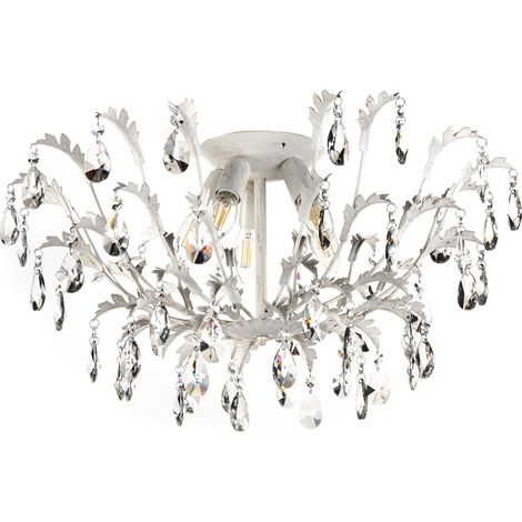 Panier plafonnier 5 lumières E14, 6 W, ivoire/or, 65 x 34 cm (1/5)