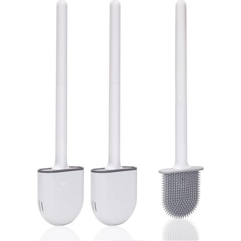 Brosse Toilette Silicone,Brosse WC Silicone et SupportsAvec des Poils Doux et Une Poignée Antidérapante Brosse Toilette Silicone Nettoyage Rapides Brosse WC Suspendu(2 pièces) (1/5)