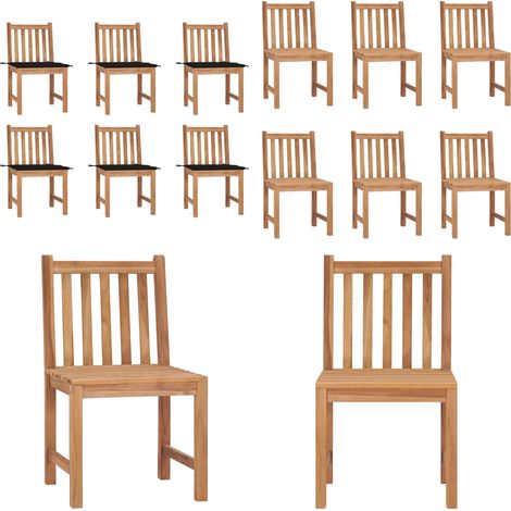 Chaises de jardin lot de 6 avec coussins Bois de teck massif - Chaise de jardin en bois - Chaise de jardin teck (1/5)