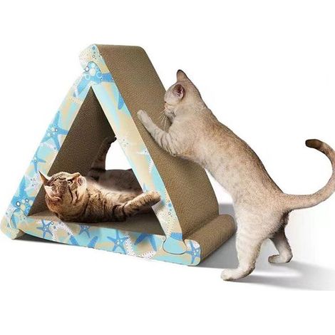 Arbre à chat - Griffoir pour chat - Tapis à griffer triangulaire pour chat - Ensemble de trois tapis à griffer double face en carton ondulé (1/5)