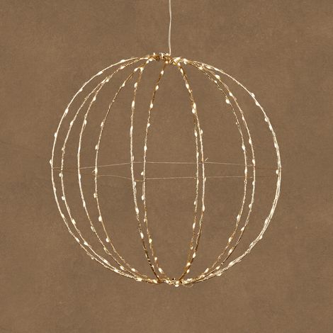 Luca Lighting LED-Weihnachtsanhänger Kugel mit Timer Eisendraht Ø 38 x 38 cm warmweiß champagner