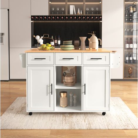 Mobile cucina con piano ribaltabile MDF bianco OKMYHOME (1/5)
