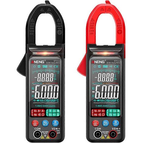 ANENG ST212 Pince ampèremétrique numérique CC/CA 6000 points - Mesure automatique de courant, tension, résistance, fréquence et capacité - Sélection automatique de la gamme - NCV - Multimètre (1/5)