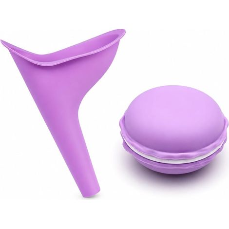 Female Standing Urinal Portable Soft Silicone Kit with Urinal and Storage Box, Purple, Ideal for Girls and Women Travelling, Camping, Festival (1/5)