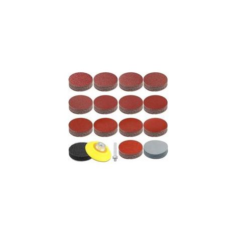 140 pices Velcro papier abrasif 50mm 60 80 100 120 180 240 320 400 600 800 1000 1200 2000 3000 Grain, Disques Abrasifs 50 mm Set avec 1 pice kit de tampon de roue adaptateur de tampon de polissage TC