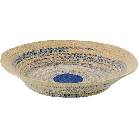 Coupelle Déco en Jonc "Galene" 52cm Naturel & Bleu (1/3)