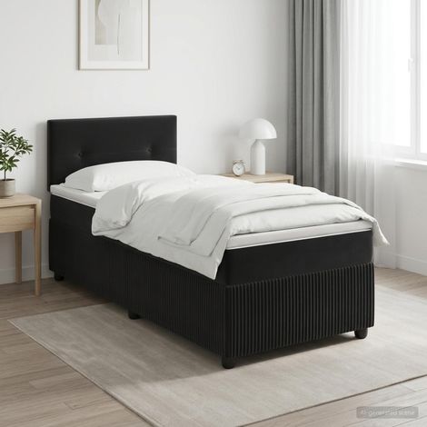 Cama box spring con colchón Negro 100 x 200 cm Terciopelo (1/5)