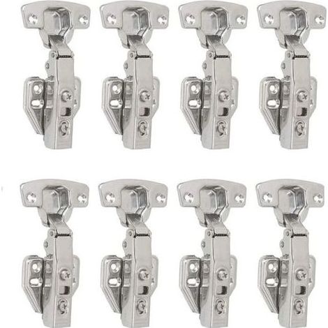 Lauwexe – Charnière pour meuble à fermeture amortie 110° – Acier nickelé – Ø 35 mm – Épaisseur de porte 16-20 mm – Lot de 8 unités