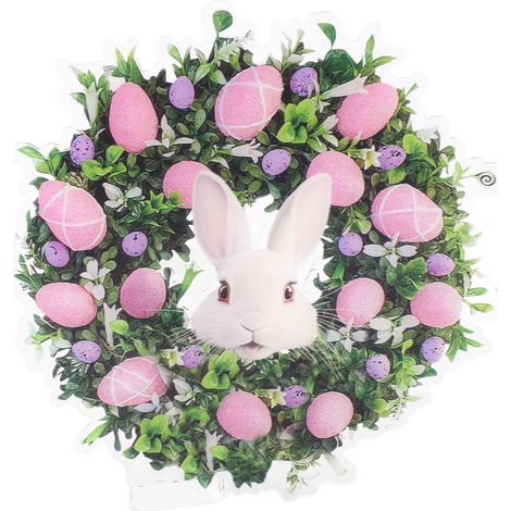 Künstlicher Osterkranz mit rosa Hasen und Eiern für die Haustür – Dekorativer Osterkranz für Zuhause (1/5)