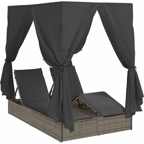 Maison Exclusive - Lettino da sole doppio Grigio 205 x 129 x 200 cm polyrattan