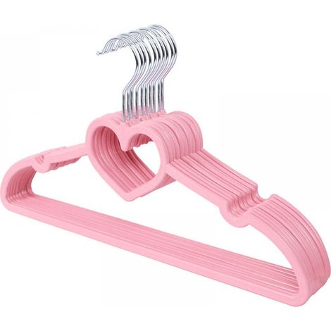 Lot de 20 cintres, crochets pivotants à 360° couleur or rose, cintres antidérapants en feutre, cintres gain de place, cintres résistants et mignons en forme de cœur floqué pour adultes (rose) (1/5)