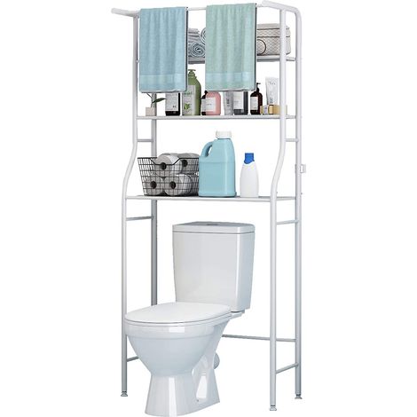 Freosen – Meuble machine à laver étagère de salle de bains 3 niveaux – Porte serviettes – Dimensions 68x163x25cm – Métal anti-rouille