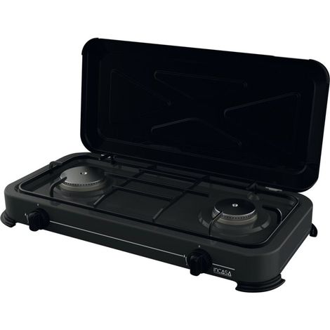 Réchaud à Gaz - 2 Brûleurs - 3,4 kW - Acier Inoxydable - Extérieur Venté - 63 x 27,5 x 10 cm (1/3)