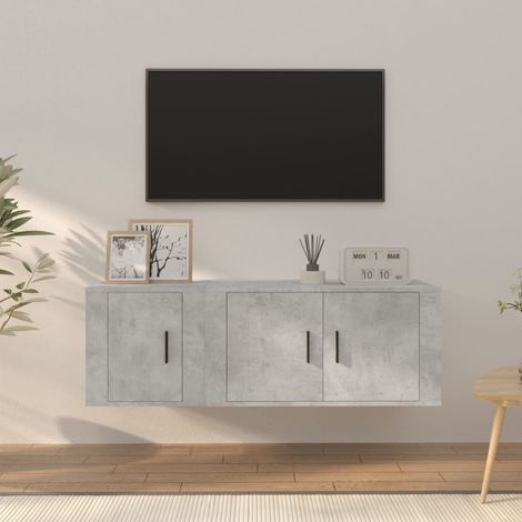 2-tlg. TV-Schrank-Set Betongrau Holzwerkstoff