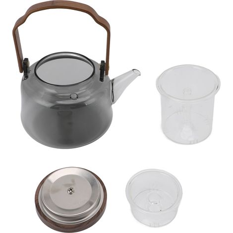 Teekanne Teiera in Vetro Borosilicato 1000ml – Doppio Infusore in Acciaio Inox, Manico in Legno di Noce – Design Elegante e Resistente al Calore – Ideale per Casa e Ufficio (1/5)