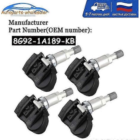 Lot de 4 capteurs de pression des pneus TPMS (référence 8G92-1A189-KB) compatibles avec les modèles Galaxy S-Max et Mondeo (433 MHz). (1/5)