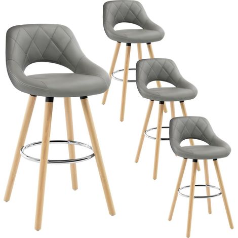 WOLTU Bar Stools Set of 4 Breakfast Counter Chairs Modern High Stools for Kitchen Home Bar Restaurant, Grey