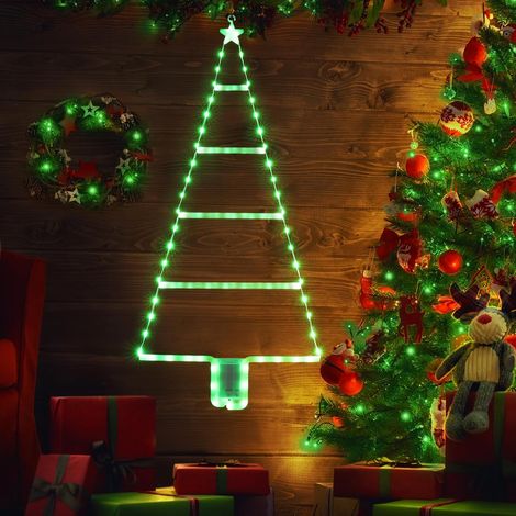 Lumiere Noel Exterieur, 61cm LED Échelle Guirlande Lumineuse Pile avec Minuterie, 8 Modes, Étanche Échelle Guirlande Lumineuse Sapin de Noel pour Intérieur Fenêtre Decoration Noel (Vert)