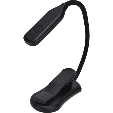 Lampe de lecture LED rechargeable, pince-livre noire, avec batterie intégrée, portable pour lire (1/5)