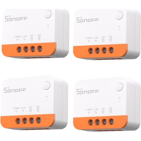 SONOFF ZBMINIL2 4pcs Zigbee Interruptor inteligente, interruptor Sin Neutro，Interruptor inalámbrico ZigBee de 2 vías,Requiere ZigBee 3.0 Gateway Hub Compatible con Alexa y Google Home(6A 1440W)