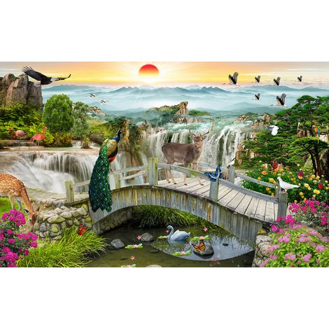 Papier peint panoramique - Paysage Chinois - 130 cm x 81 cm (1/2)