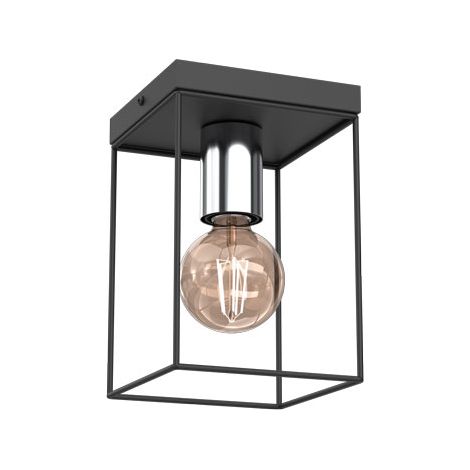 Plafonnier carré moderne noir/chrome Homen Luminex E27 15W