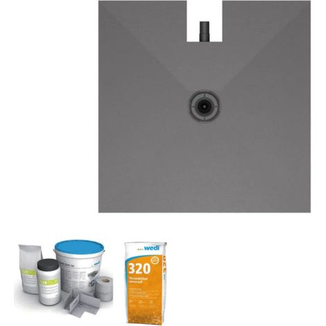 Receveur à carreler 100 x 100 cm WEDI Fundo Plano, bonde intégrée + colle 320 + kit d'étanchéité