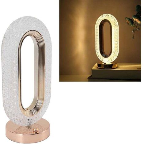 Lampe de chevet cristal LED luxe ACKERMAN avec interrupteur tactile, 2000 mAh, changement de couleurs, pour maison, finition dorée (1/4)