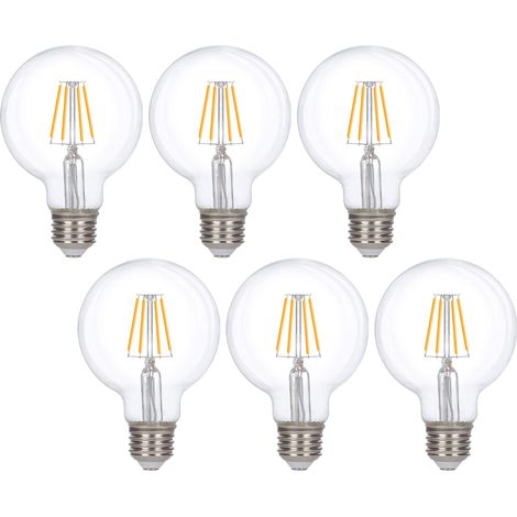 Ampoules LED rétro E27, dimmables 4 W G80, blanc chaud 2700 K, idéales pour suspensions, lampes de table et appliques murales - Lot de 6 (1/5)