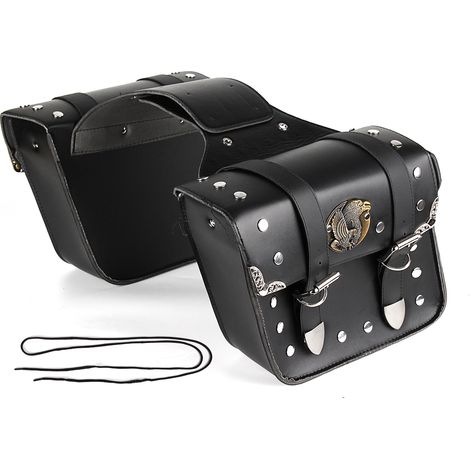 Schwarze PU-Leder-Motorrad-Satteltaschen-Satteltaschen-Sattel-Werkzeugtaschen-Beutel Fantablau