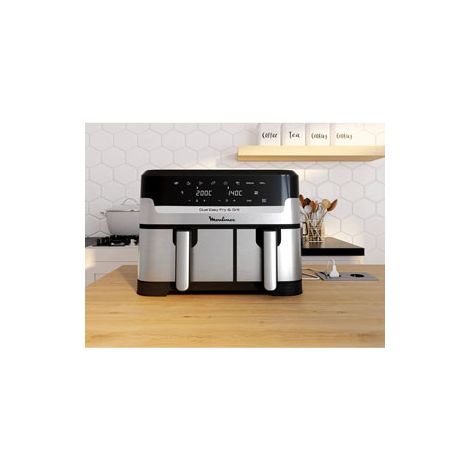 Moulinex – Friteuse sans huile 8.3L 2450W inox/noir – 8 programmes de cuisson – Technologie Extra-Crisp – 2 tiroirs pour plats différents (1/10)