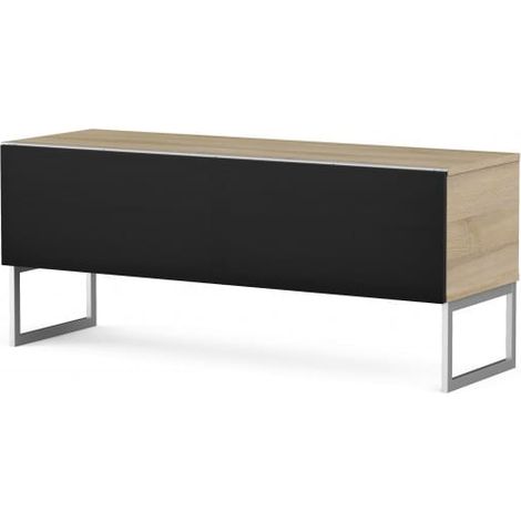 Meuble TV tissu acoustique noir et bois clair Bologna 120cm (1/5)