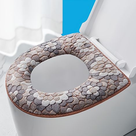 Fundas para asientos de inodoro: artículos de baño suaves y lavables, esenciales para otoño e invierno, fáciles de instalar, no eléctricos, accesorios de baño suaves y lavables. (1/4)
