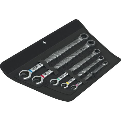 Wera – Jeu de 5 clés mixtes à cliquet long 8x180 mm – Transmission de couple élevée – Acier chrome-molybdène – Sac de transport inclus (1/5)