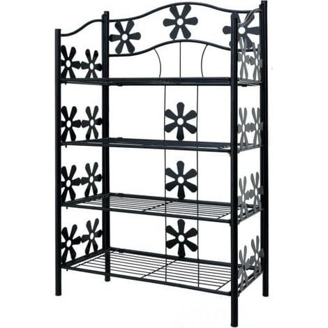 Étagère métal 4 niveaux - Motifs fleurs pour salon, salle de bain chambre (1/5)