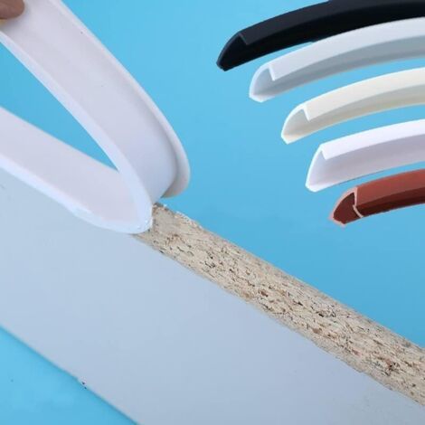 Bande de bord flexible autobloquante en forme de U - En PVC souple Pour réparation d'armoires et de meubles - 9 mm x 3 m - Blanc (1/4)