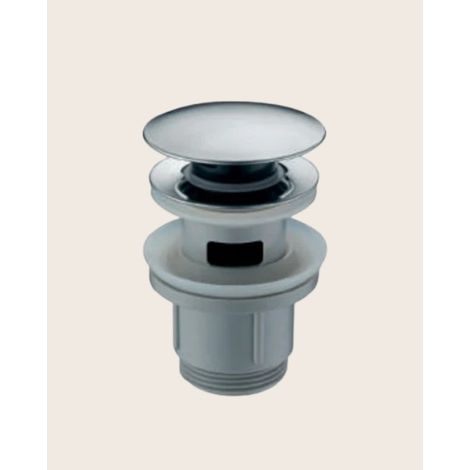 Piletta click clak per lavabo e bidet con troppopieno in pvc e acciaio cromato