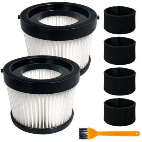 Pack of 2 HEPA filters DCV5011H compatible with DEWALT DCV501HB cordless handheld vacuum cleaner, with 4 foam sleeve filters and 1 brush