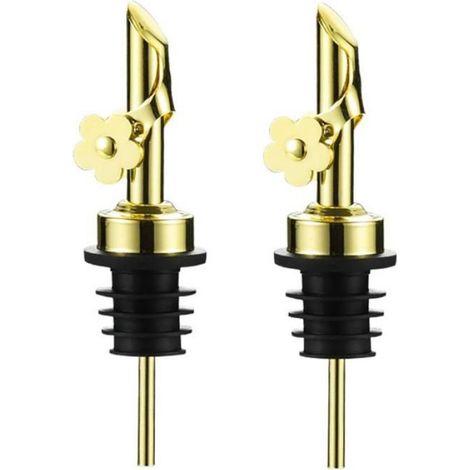 Verseur de Bouteille - Acier Inoxydable - Finition Or Rose - Compatible 17 à 28 mm - Fonction Anti-Goutte - Pour Huile Vinaigre Vin - Lot de 2 (1/4)