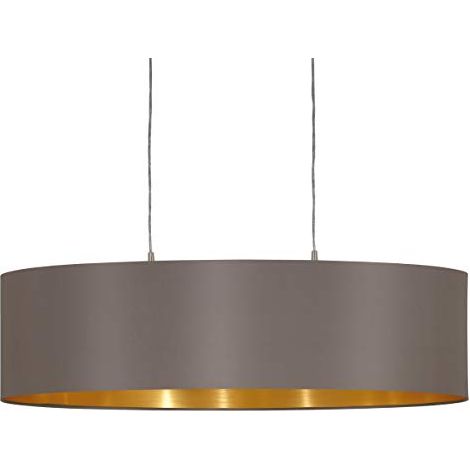 Lampada a sospensione 78x22x110 cm in metallo e tessuto cappuccino e oro con altezza regolabile - Eglo Maserlo (1/4)