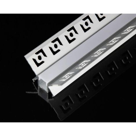 Profilé Aluminium encastré d'angle pour Ruban LED Couvercle Blanc Opaque - 2 m - SILUMEN