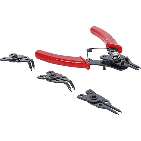 Bgs Technic – Pince à circlips 160 mm – 4 mâchoires interchangeables – Pour circlips intérieur et extérieur – Tête coudée 45° et 90°