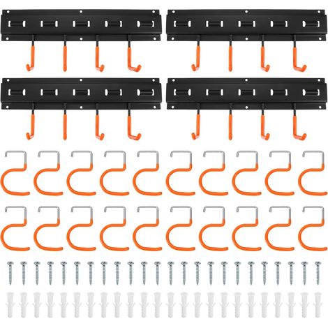 4 Set Porte-Outils Jardin 8 x 41cm Support Mural Crochet Orange (1/5)