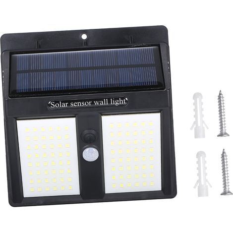 DC 5,5 V, 20 W, 100 LEDs, dreiseitige Solarwandleuchte mit PIR-Bewegungsmelder, Infrarot-Induktionsdetektor, empfindlicher Lichtsteuerung, IP65-Wasserschutzklasse, integrierter leistungsstarker 2200-m (1/5)