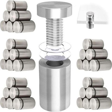 Entretoises en Acier Inoxydable 12x20 mm pour Vitrines Publicitaires 10 Pièces (1/4)